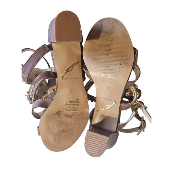 Brian Atwood Blaise Gold Stud Gladiator Sandals Brown Size 7 - Picture 6 of 8
